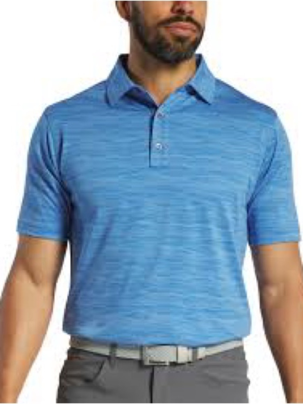FootJoy | Jacquard Wave Performance Golf Polo | Heathered Blue | Size 2XL